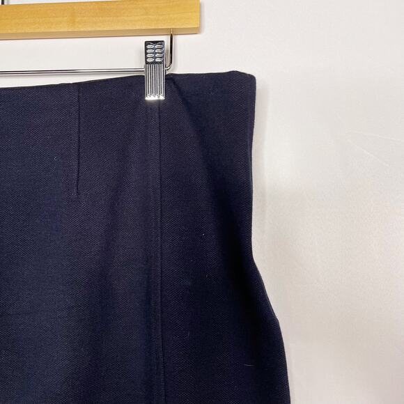 MM Lafleur +1 Navy Blue Textured Jacquard Knit Mini Skirt Zip Back Work Career - Picture 3 of 8